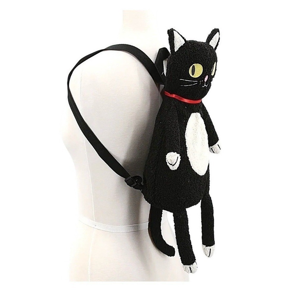 Spookyville Critters Plush Furry Black Cat Backpack Adjustable Straps